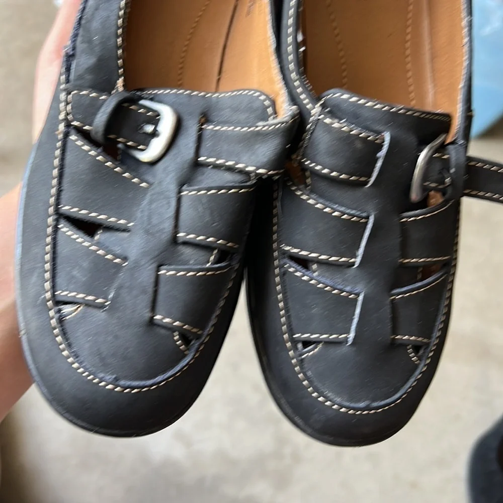 Thom McAn Dalia leather black easy on Loafer Shoes size 8